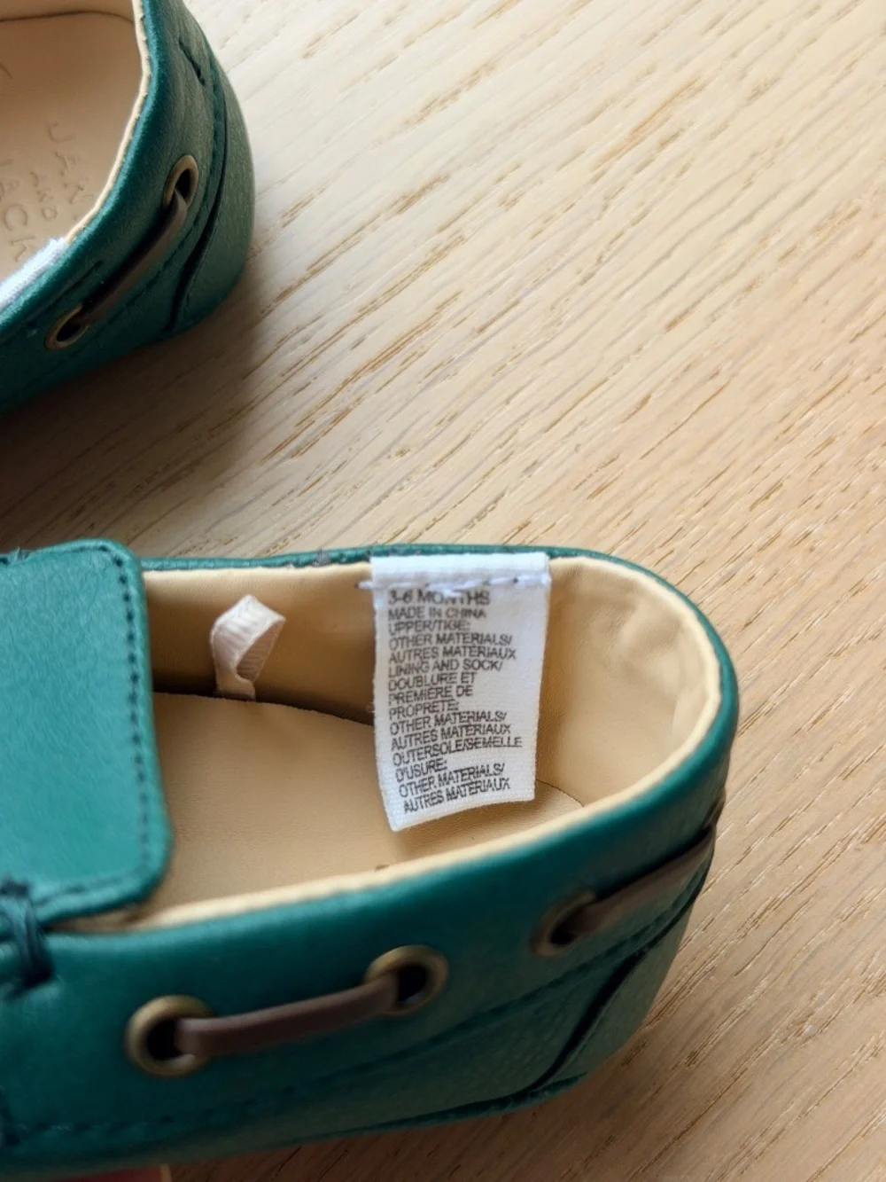Baby Driving loafers- green leather, Janie and Jack; 3-6 months;